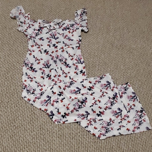 Ruffle Front Knot Wide Leg Capri Floral Jumpsuit - Picture 7 of 8